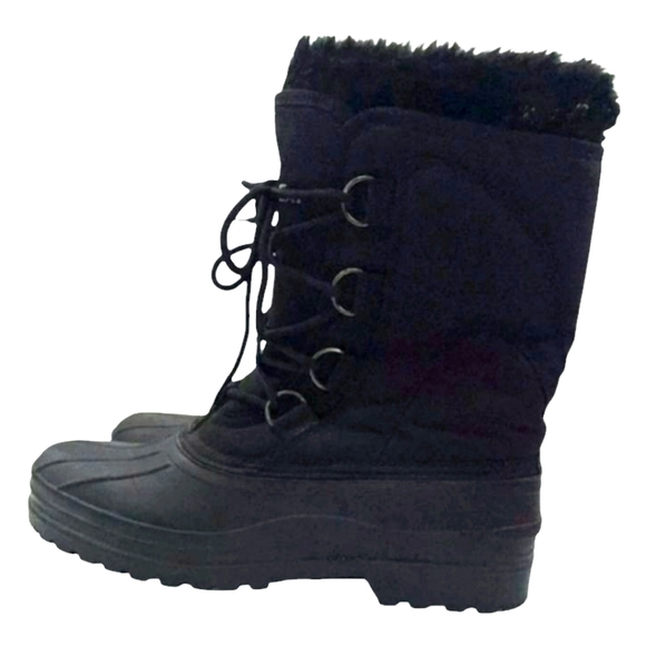 Arctic Cat Black Winter Faux Fur Grommet  Laced Snow Boots Woman’s Size 9 - Picture 1 of 10